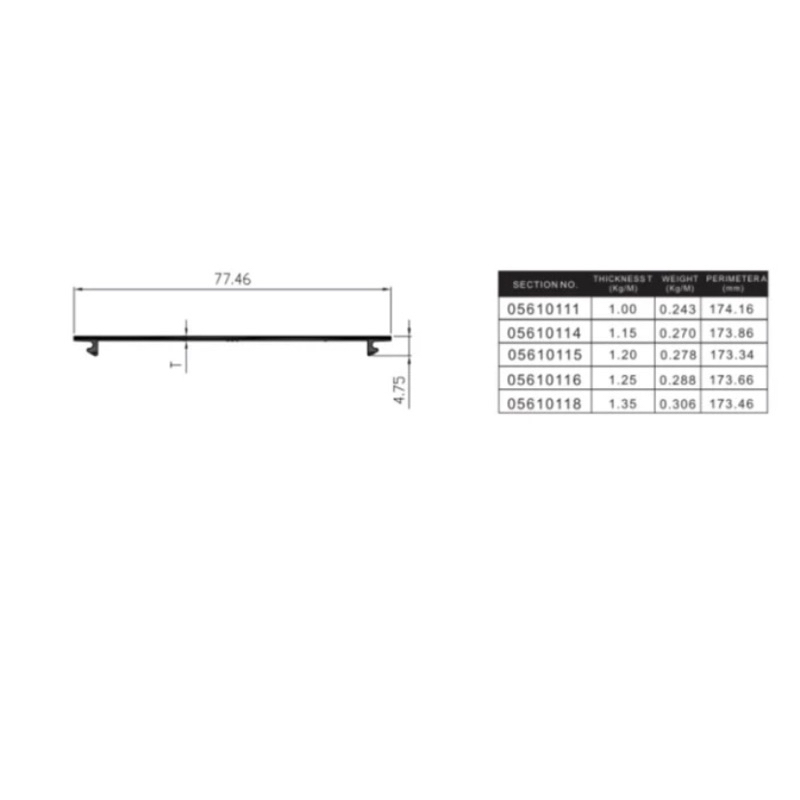 Aluminium Infinito Serat Kayu Kusen 4" 0561 Tutup Rata Aluminium Batangan