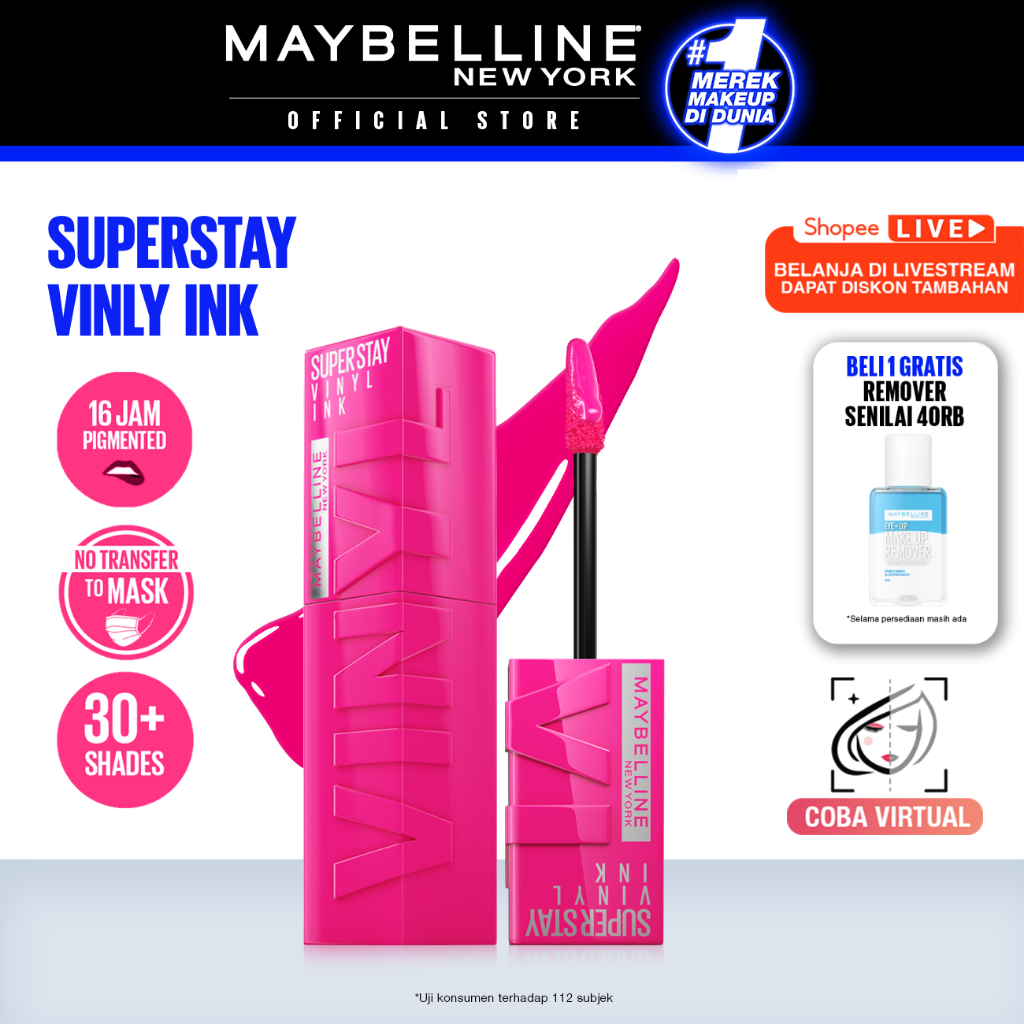 Foto Maybelline Superstay Vinyl Ink 4.2 ml - Shiny Pigmented Liquid Lipstik Lipstick Make Up Lipcream Longlasting Waterproof Viral Tahan Lama 16 jam Glazed