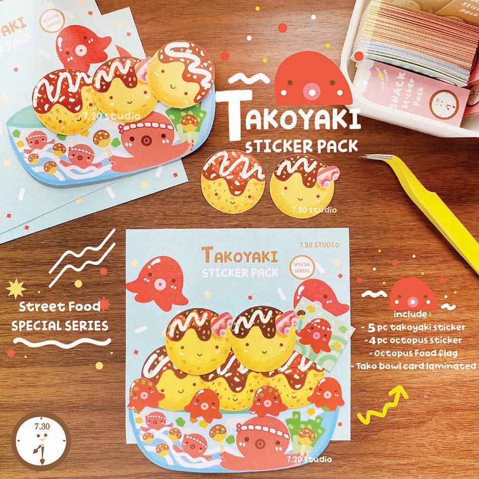 

Takoyaki street snack - sticker pack - food sticker