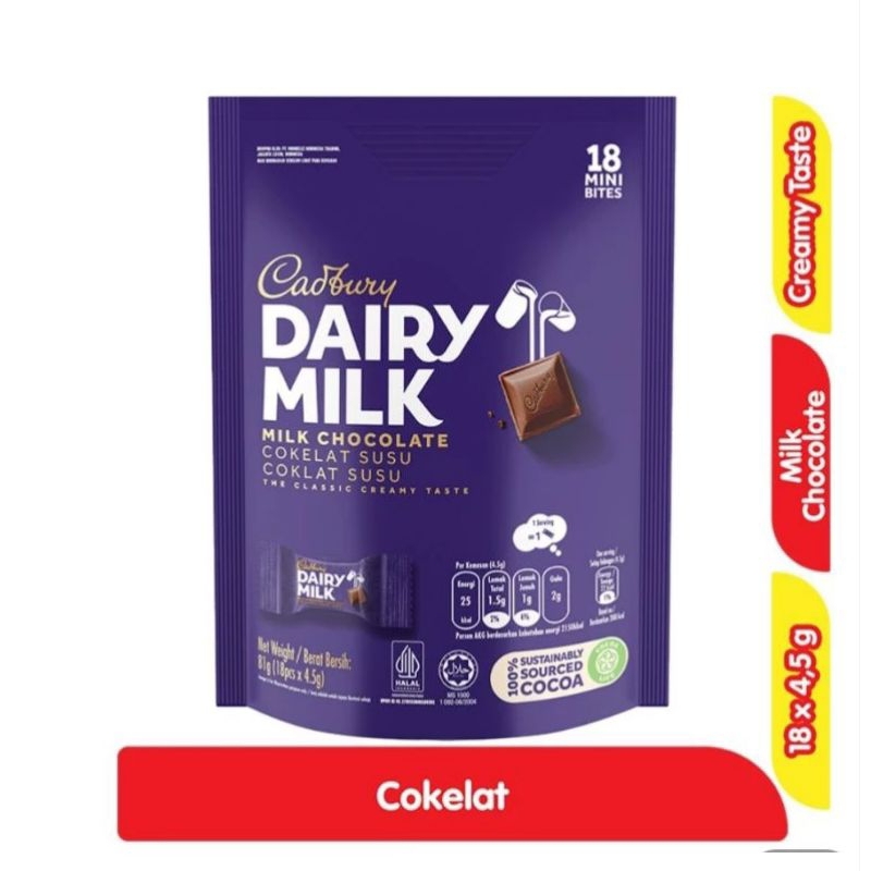 

Cadbury Dairy Milk Chocolate 18 bites 81g