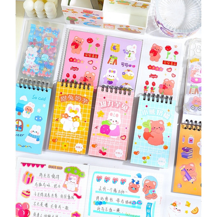 

Buku Stiker Ring Sticker Cute Pet Diary Series Book Lucu Buku Kecil Mini / Sticker Note Washi Karakter Model Kartun Korea