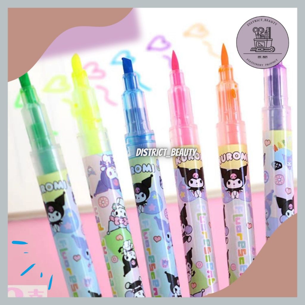 

HIGHLIGHTER DUA SISI SANRIO 1 SET 6 PCS STABILO DOUBLEHEAD LUCU TERMURAH