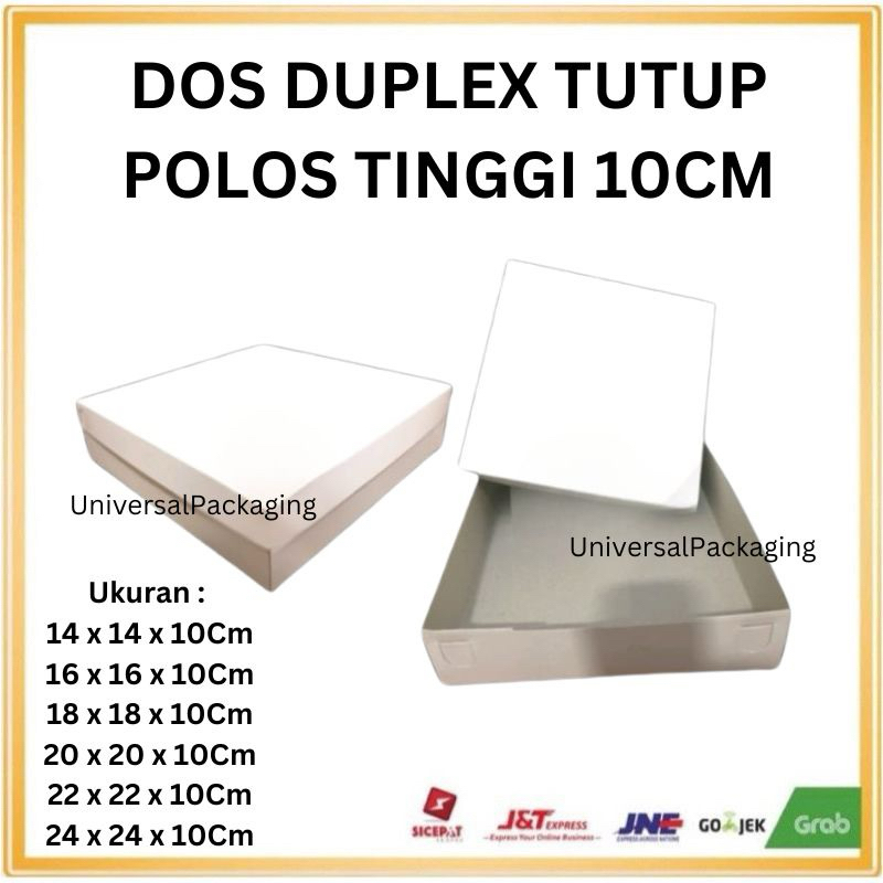 

[ 10 PCS ] Dos DUPLEX TUTUP POLOS TINGGI 10 cm | Dus Kue Box Putih Hampers