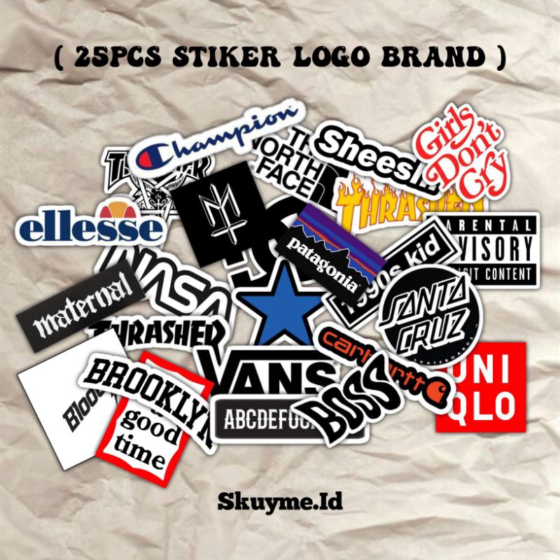 

(25pcs)Stiker Logo Brand Aesthetic, Tahan lama, Anti air, Stiker HP, Stiker Laptop, Stiker Helm SK03