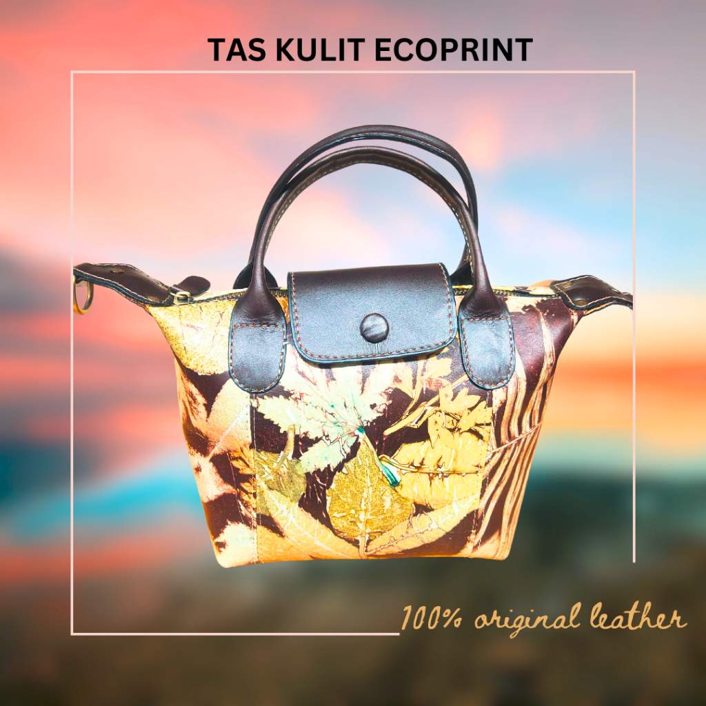 Tas kulit asli motif ecoprint