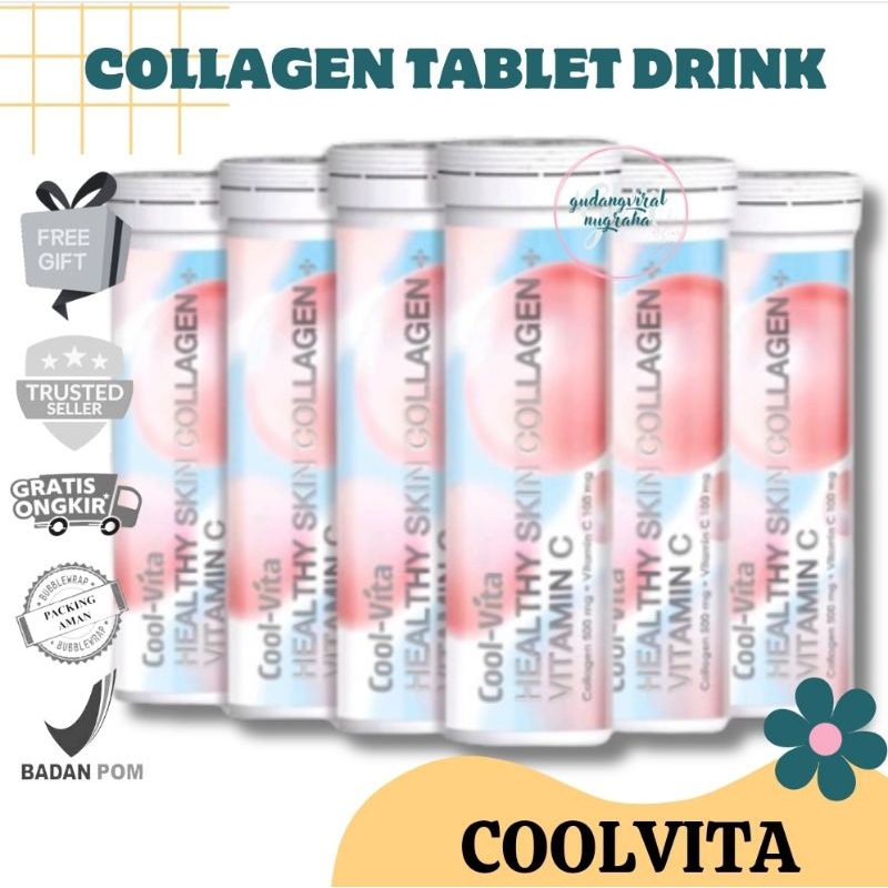 ~GVN~ COOLVITA BEAUTY COOLAGEN MINUMAN COLLAGEN + VIT C COOL VITA HEALTY SKIN GLOW TABLET COLLAGEN C