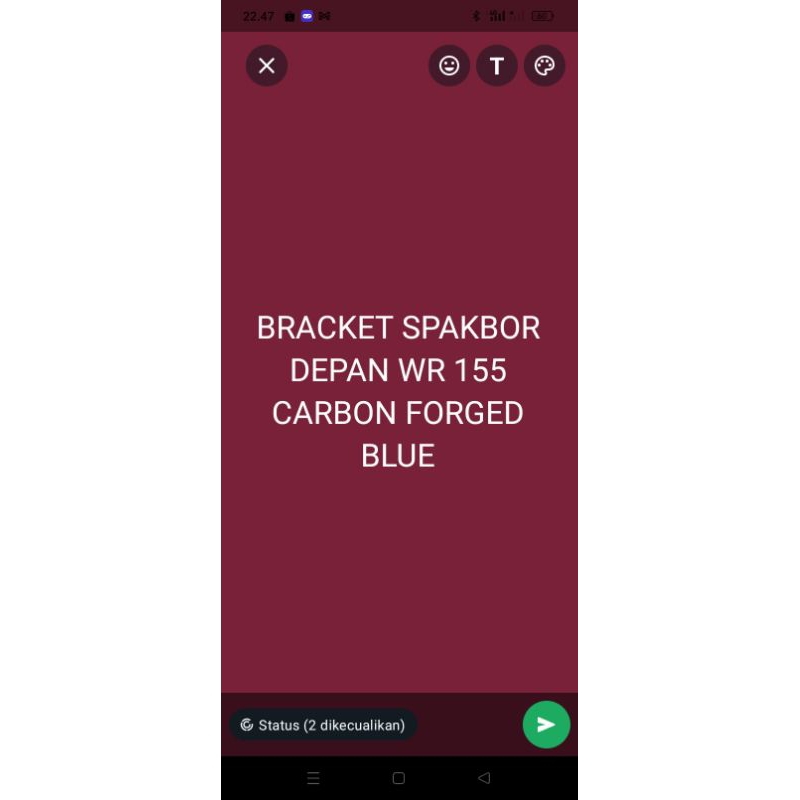 BRACKET SPAKBOR DEPAN WR CARBON FORGED BLUE