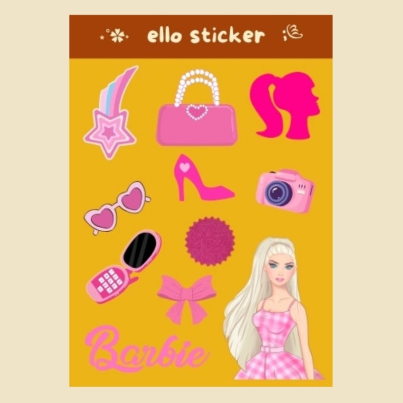 

[ELLO] Sticker Sheet Aesthetic BARBIE Vinyl Waterproof Glossy