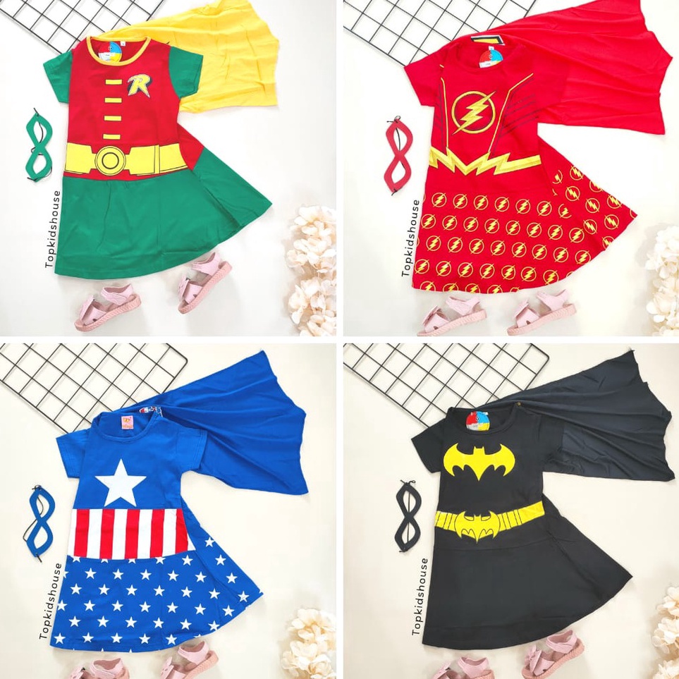 Free Bubble Wrap  Dress Anak Perempuan  Kostum Super Hero Girl Anak Sayap  Baju Superhero Anak Perem