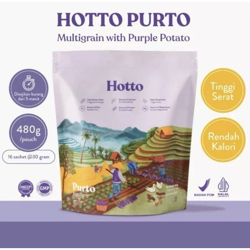 

Hotto Purto Multigrain with Purple Potato Ubi Ungu 1 Pouch isi 16 Sachets debm