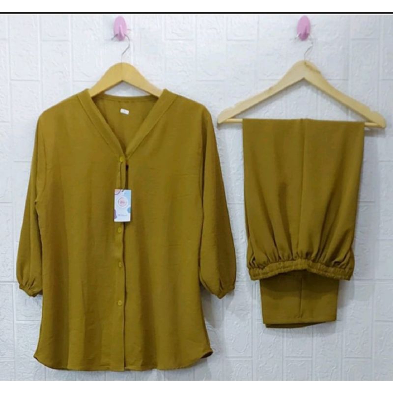 BEST SELLER SETELAN WANITA  JUMBO KATUN PREMIUM 2024 //ONE SET  POLOS LENGAN PANJANG//ONE SET WANITA