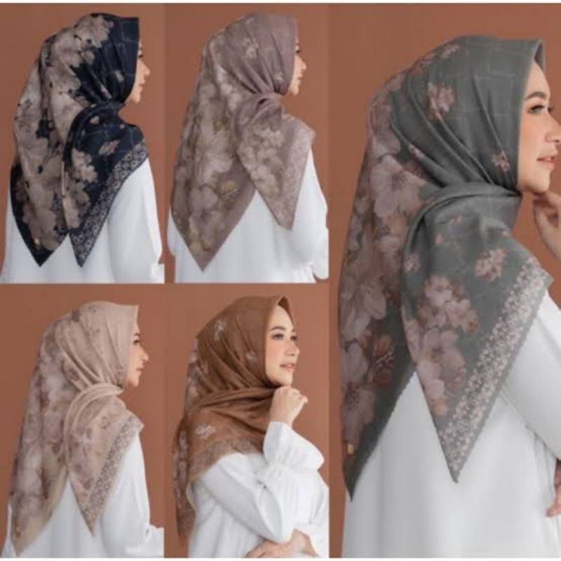 Jilbab Motif Segi Empat Katun Voal