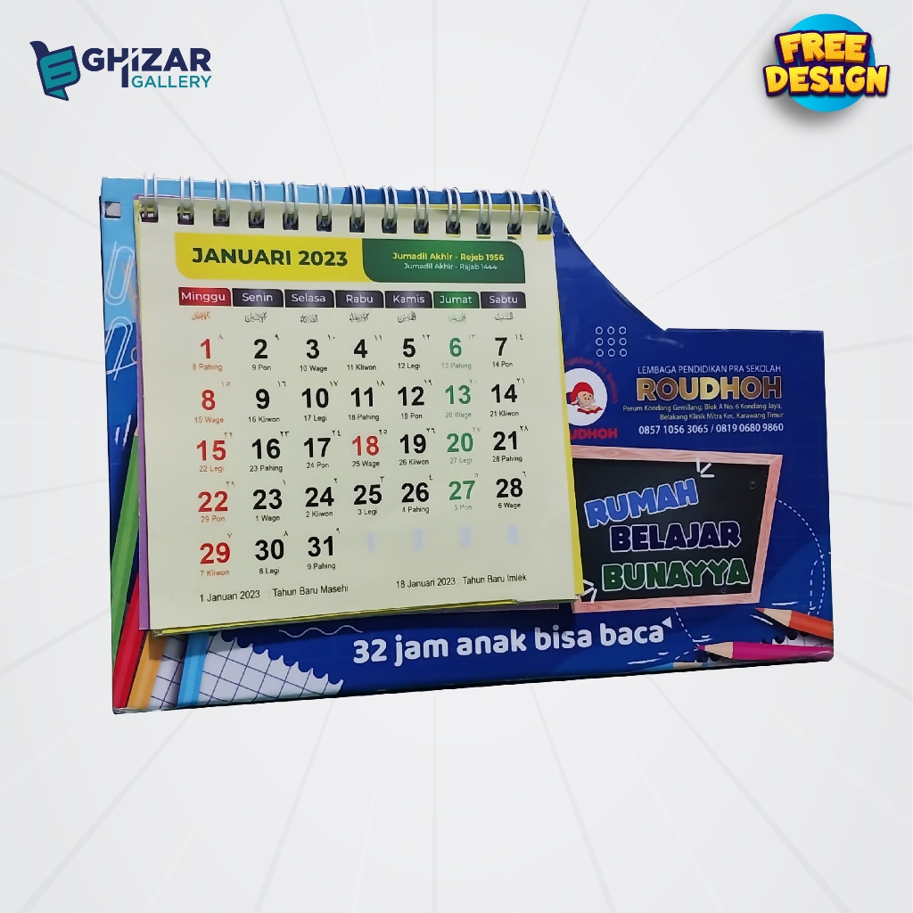 

custom kalender duduk tempat pensil