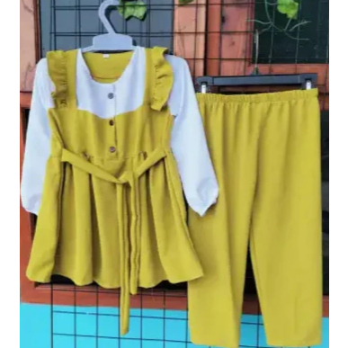 Baju Setelan Anak Terbaru Tunik HAGIA /Setelan Anak Perempuan Bahan Cringkle Bestseller