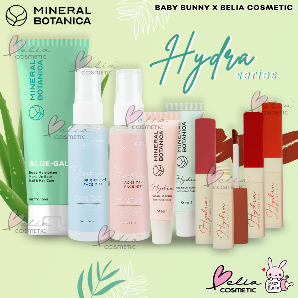 ❤ BELIA ❤ MINERAL BOTANICA Hydra Series | Lip & Cheek Tint | Lip Scrub Serum | Face Mist | Aloe-Gal 