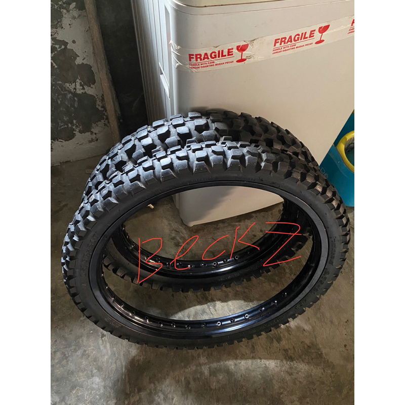 () Velg RING 18 21 copotan KLX230cc HOLE 36 ORI Takasago Excel asia Asli hitam SET BAN IRC TRAIL