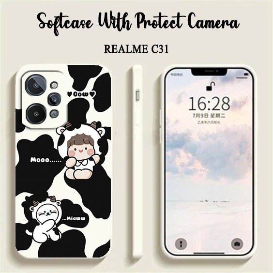 Softcase Macaron Motif Sapi [UV10] For Realme C31 - Case HP Realme C31 - Casing HP Realme C31 - Sili