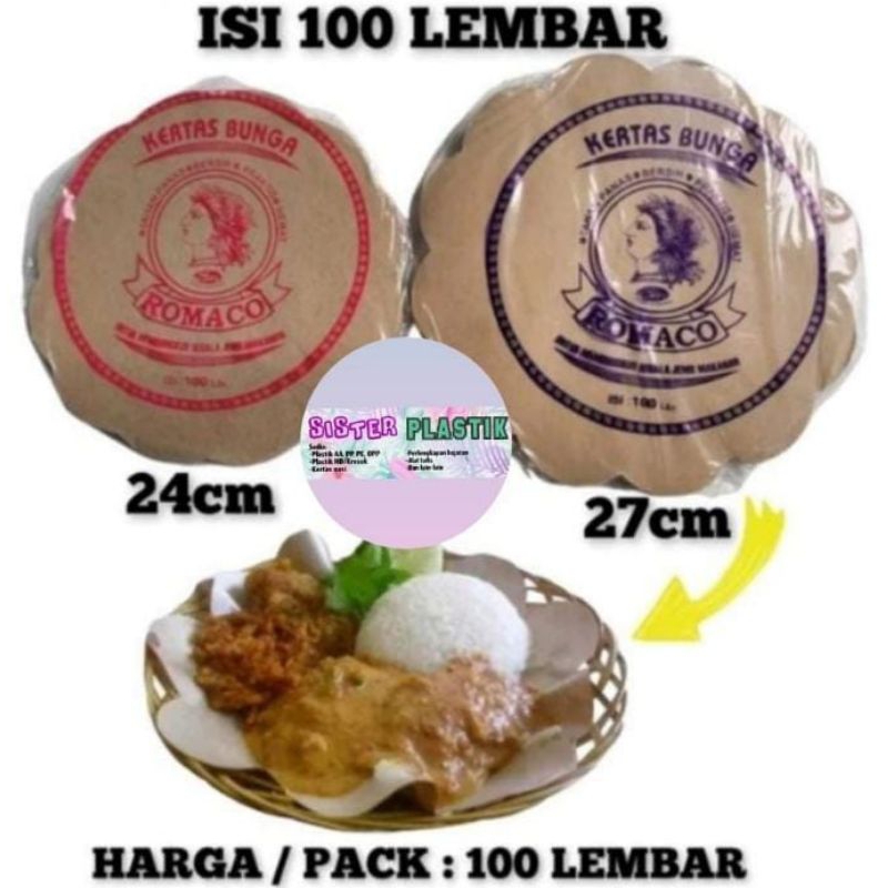 kertas nasi | kertas alas nasi bunga 1 pak isi 100 lembar