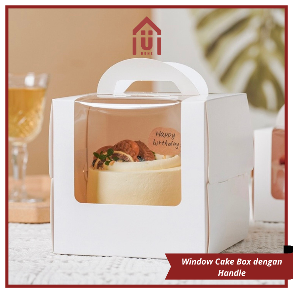 

UNISO - CAKE BOX KOTAK KUE ULANG TAHUN TENTENG HANDLE PORTABLE WINDOW CAKE BOX PACKAGING