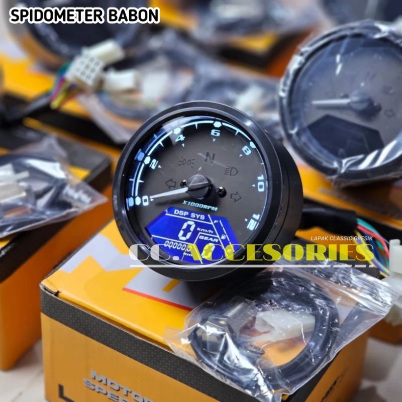 Spidometer Digital LED Babon Bulat Universal Japsytle