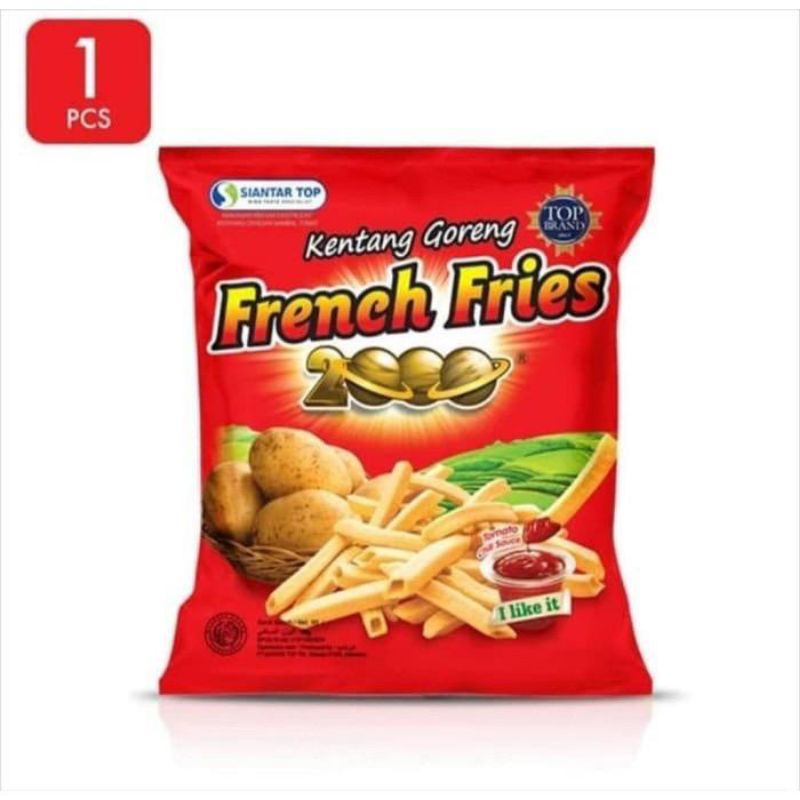 

French fries 2000 Siantar top/ Snack kentang goreng 2000 kemasan 15 gram