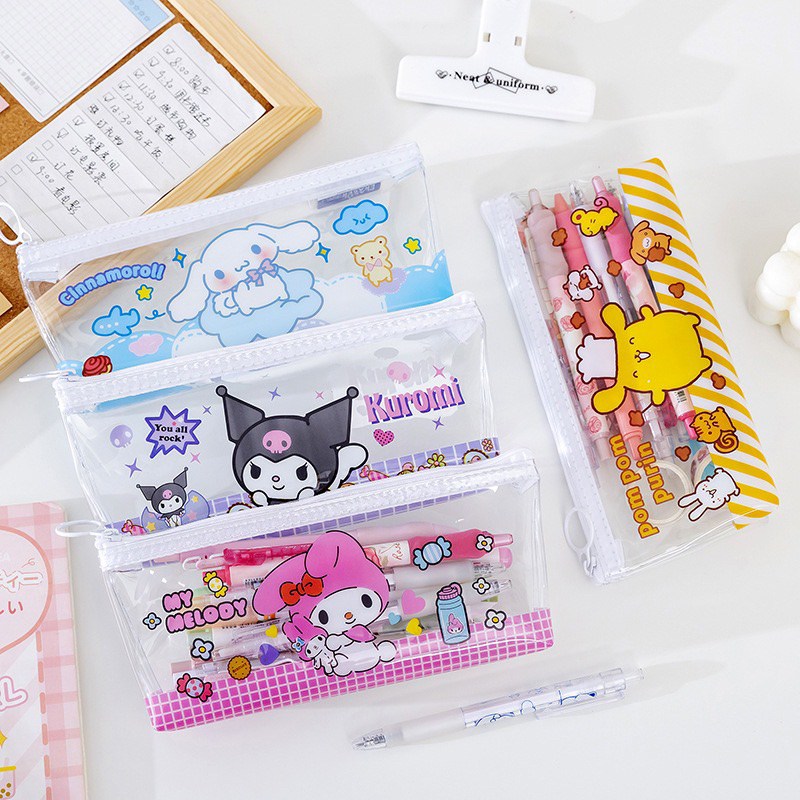 

Kotak pensil plastik PVC tempat pensil pena tas kosmetik sanrio cinnamoroll / kuromi / melody