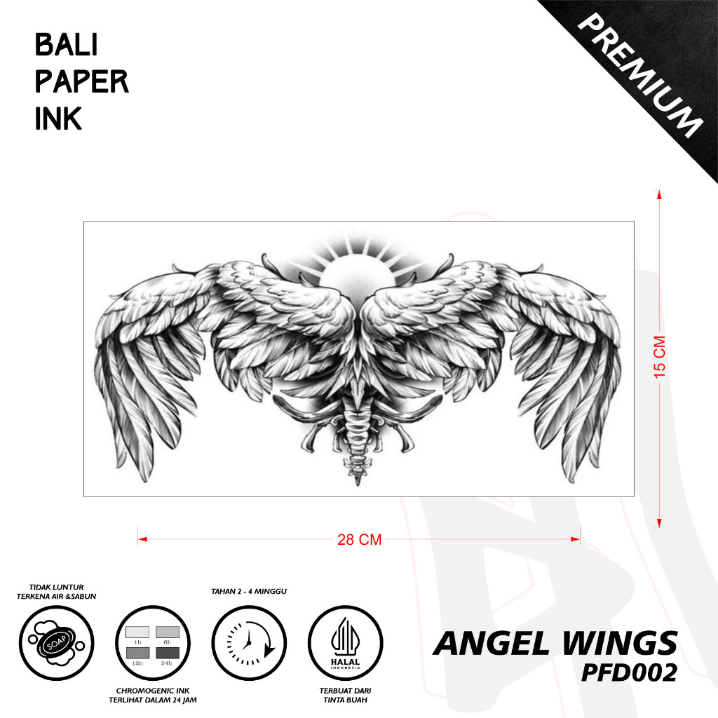 Bali Paper Ink PFD002 Angel Wings Fruit Ink Tatto Temporary Premium Tato Temporer Full Dada - Tato D