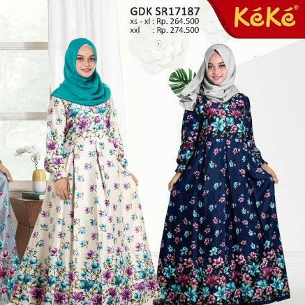 PROMO Gamis GDK SR 17187 by KEKE / Bahan Maxmara / Gamis Motif Bunga / Busana Muslim / Gamis Keke Or