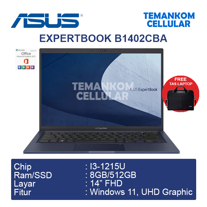 Laptop ASUS ExpertBook B1402CBA Core i3-1215U 8GB 512GB Baru Garansi RESMI