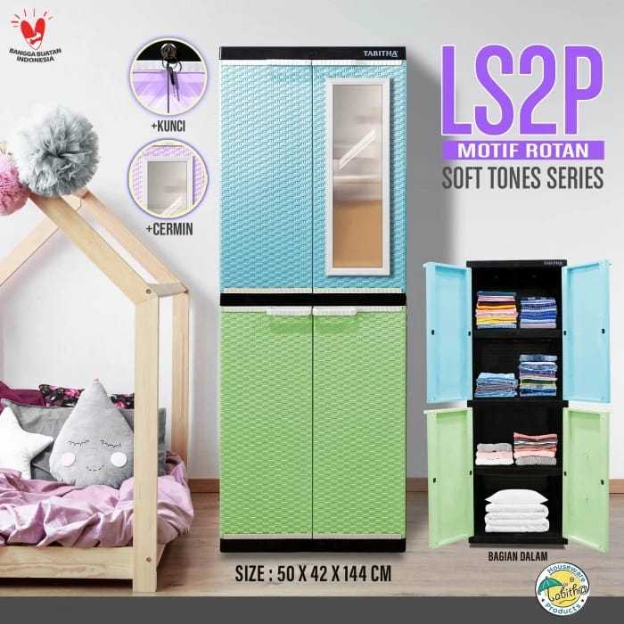 LEMARI PAKAIAN PLASTIK TABITHA LS2P KACA