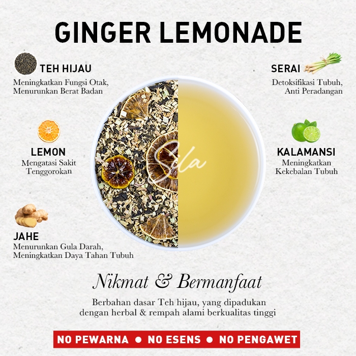 

Sila - Ginger Lemonade - Daily Gourmet - Artisan Tea Blend - Bulk Loose Tea - Teh Premium - Green Tea