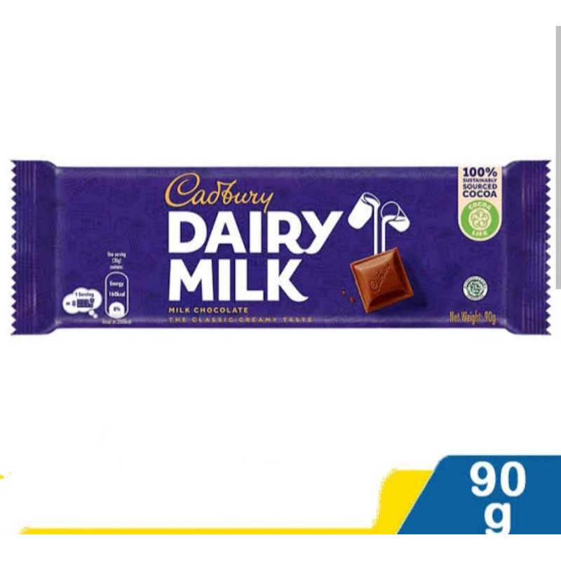 

Coklat Cdbury Dairy Milk 90 gr Promo. Exp: 01-11-2025