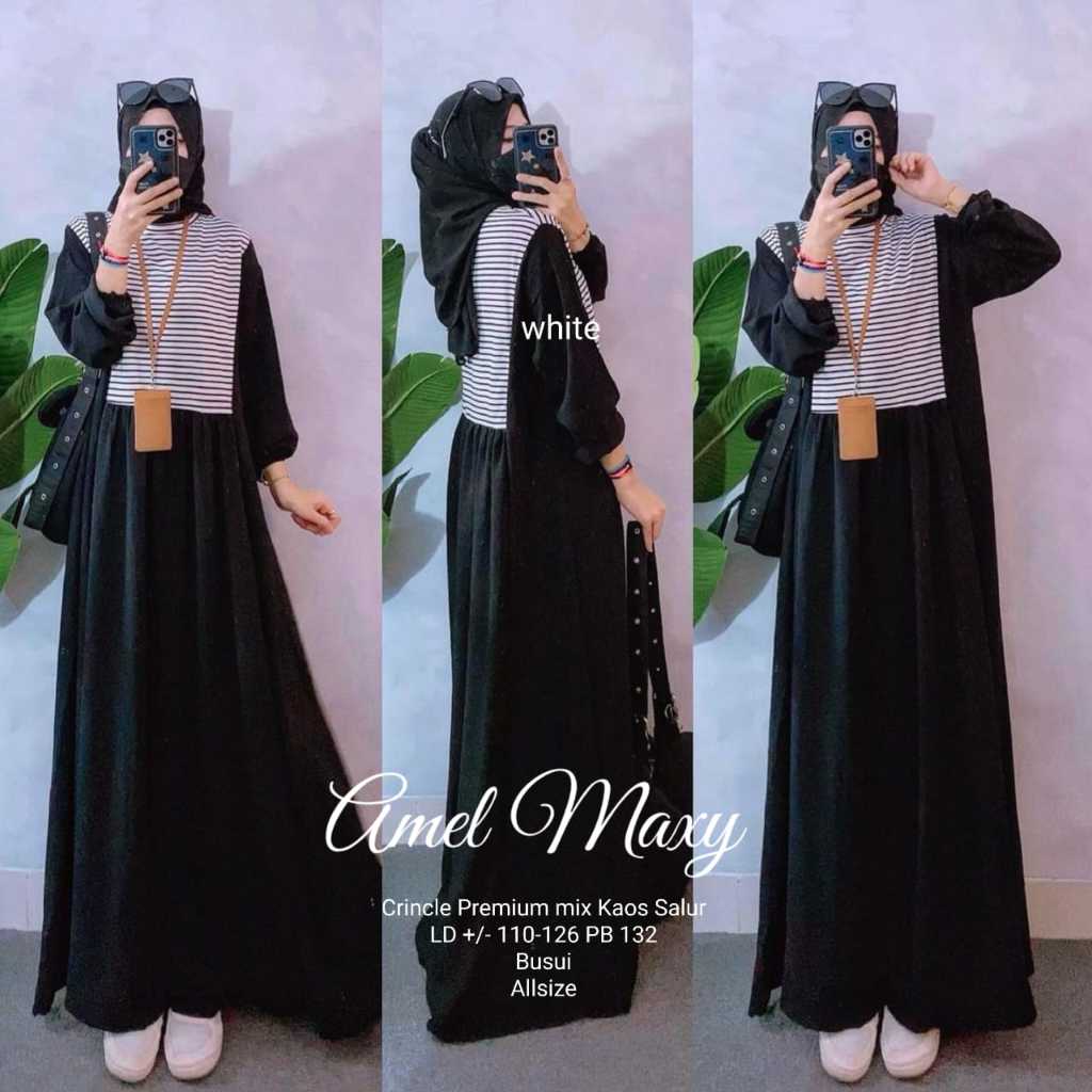 Dress Premium Babyteri // Oziela Dress Maxy Busui // Amel Dres Cringkel Mix Salur // Gamis Remaja //