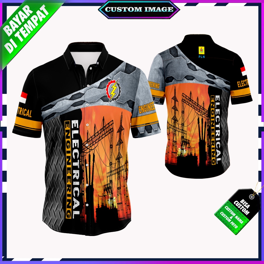 KEMEJA PLN BUMN Listrik Pintar BAJU PLN LISTRIK INDONESIA PINTAR TERBARU FULLPRINT