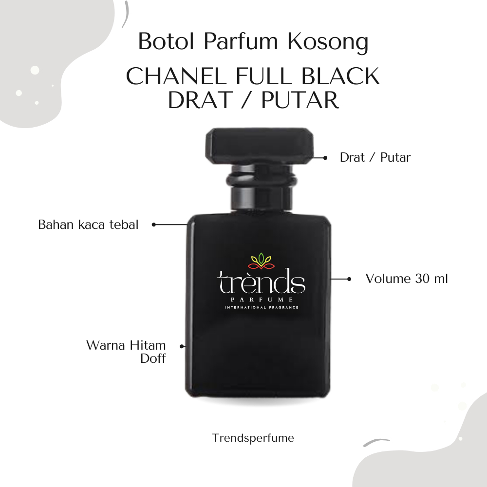 BOTOL PARFUM CHANEL 30ML FULL BLACK PUTAR/DRAT - BOTOL PARFUM MEWAH & ELEGAN - BOTOL PARFUM KOSONG -