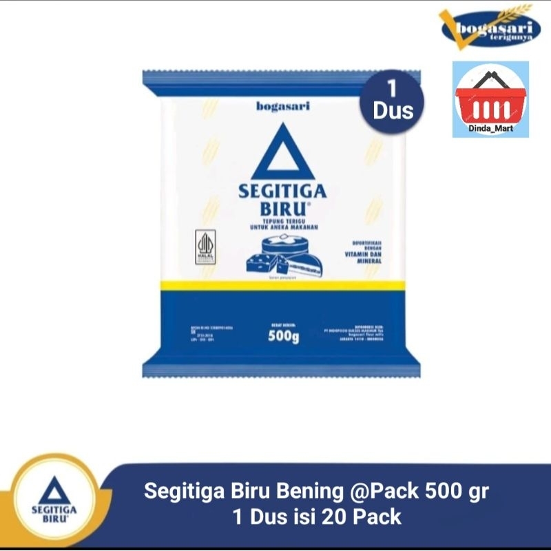 

TERIGU SEGITIGA BIRU BENING 500GRAM / SETENGAH KILO 1 Dus isi 20 Pack