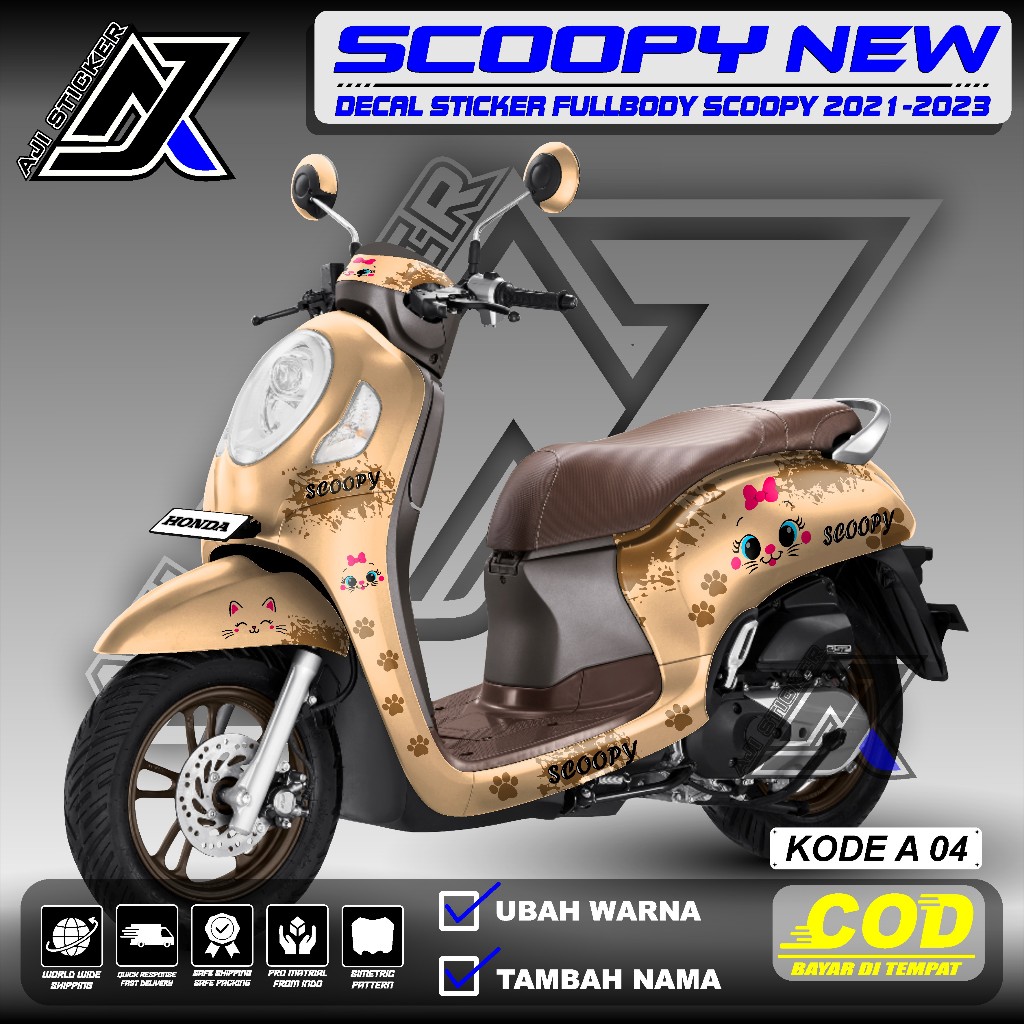 decal scoopy 2021 2022 2023 2024 full body - Decal Stiker SCOOPY NEW Full Body simple grafis terbaru
