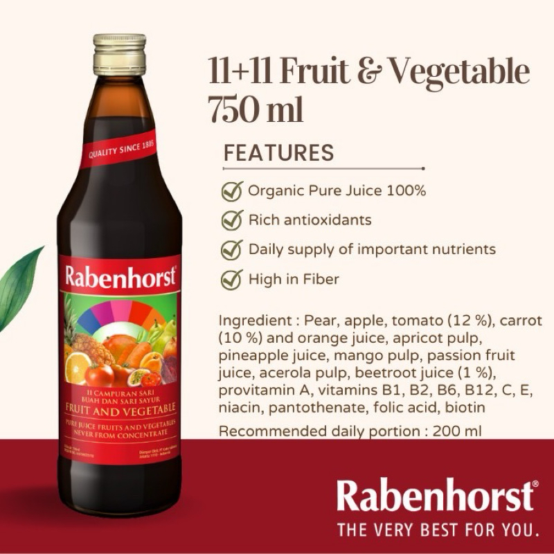 

SDF Rabenhorst Pure Juice Organic 750ML - RabenHorst Inner Beauty