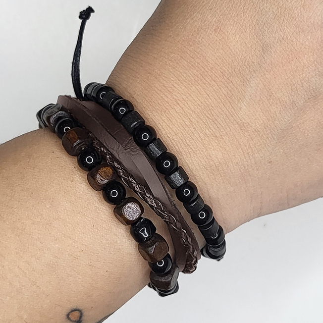 GMT3E Gelang Multilayer Set isi 3pcs - Gelang Vintage, Etnik, Retro Style - Gelang Pria Wanita