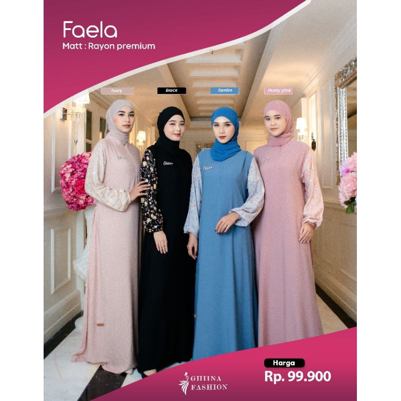GHINA FASHION √ FAELA DRESS RAYON PREMIUM ORI BISA COD ✔️
