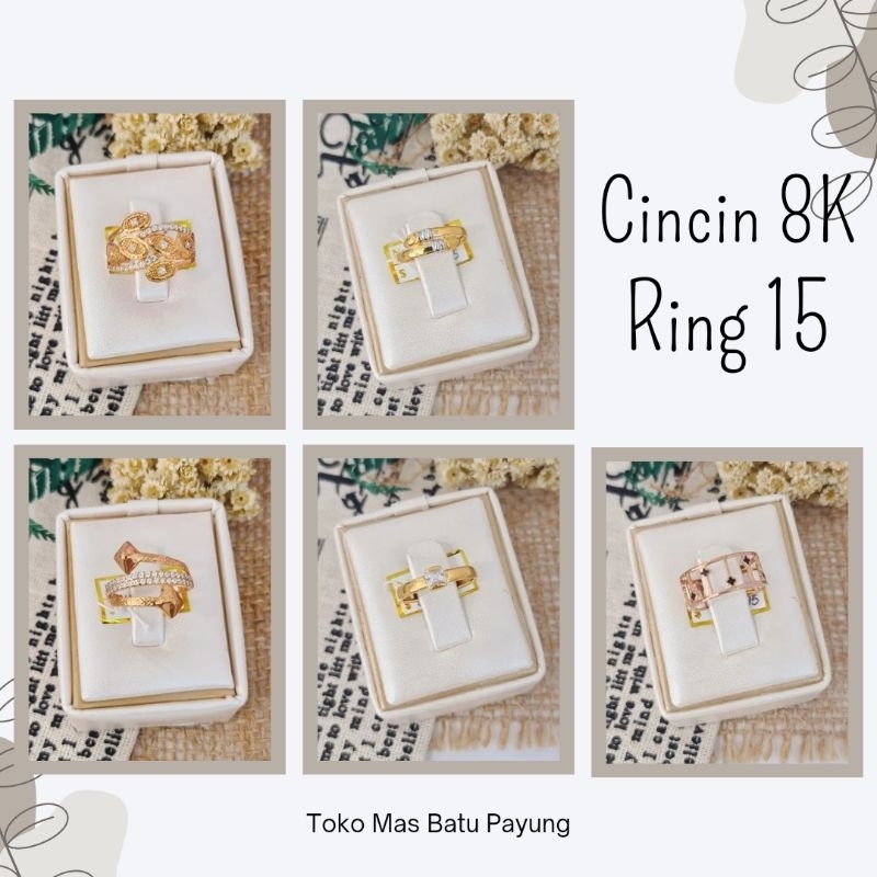 WAJIB TANYA STOK REALPIC CINCIN EMAS ASLI KADAR 8K-9K | RING 15 | AKSESORIES WANITA FASHION KADAR 37