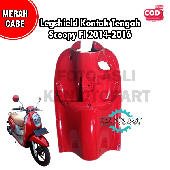 Cover Legshield Kontak Tengah Honda Scoopy FI 2014-2016 Merah Cabe