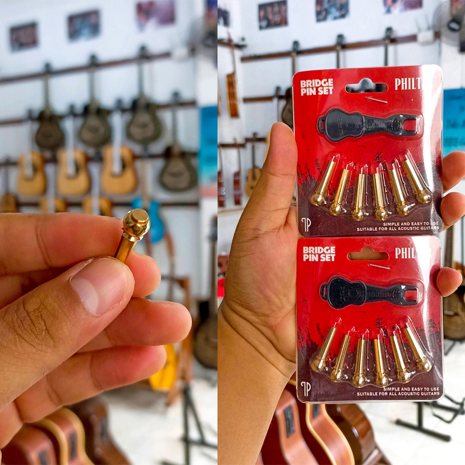 Knip Gitar Paku Gitar Pin Bridge Gitar Akustik Bahan Logam Gold Dan Silver