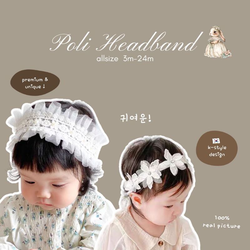 BABYCHAN - POLI HEADBAND Bandana bayi headband bayi renda pita bayi bow