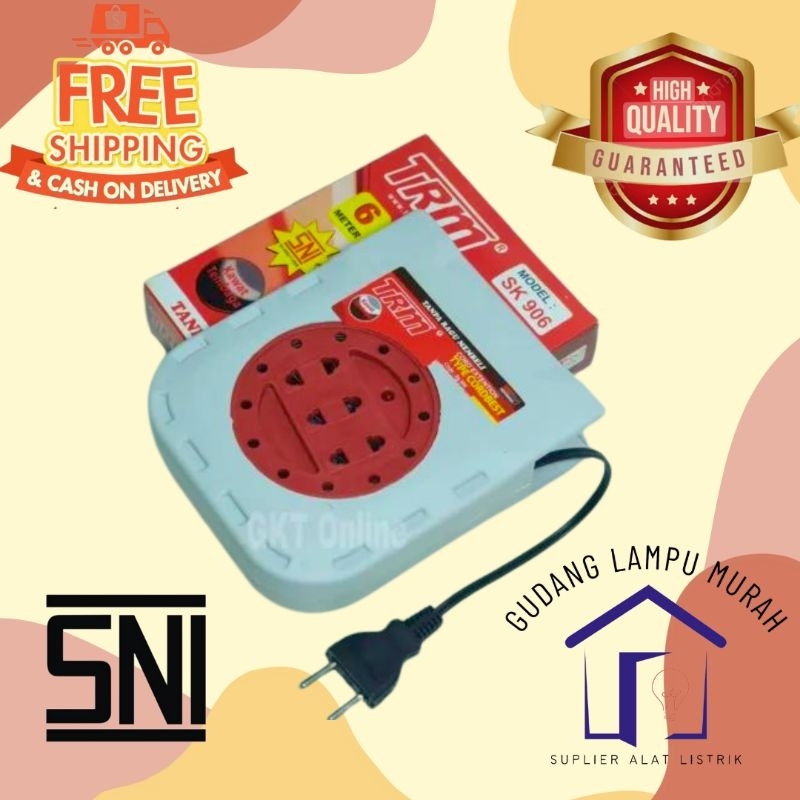 Kabel Roll TRM SK 906 Cord Extention 6M / 9M Sambungan Kabel Tembaga SNI Kabel Gulung Tembaga SNI Bo