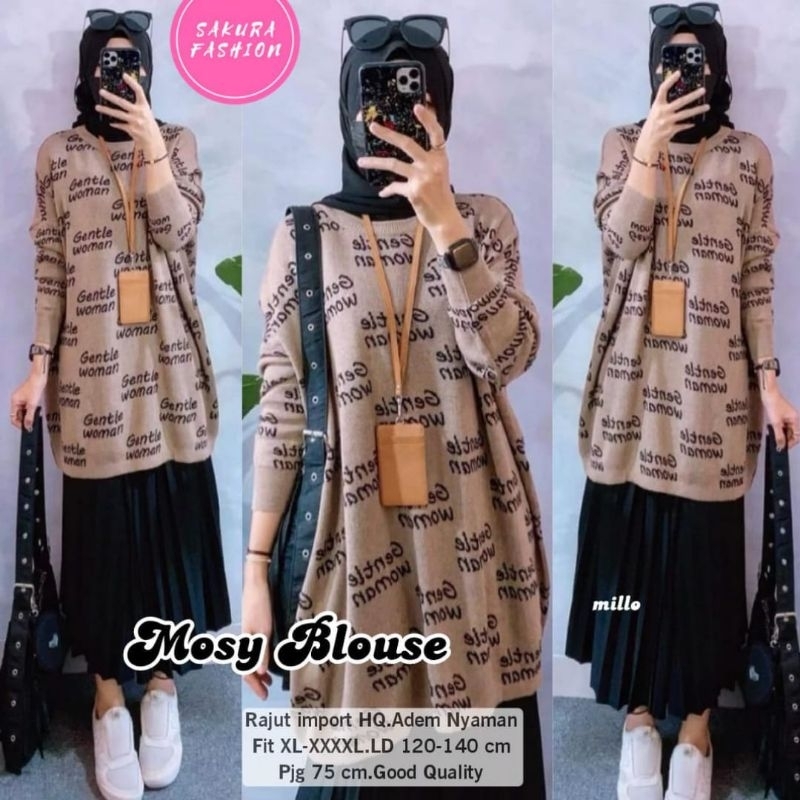 ATASAN BLOUSE WANITA JUMBO/MOSY/BLOUSE WANITA RAJUT IMPORT HQ JUMBO LD 140 CM FIT XXXXL