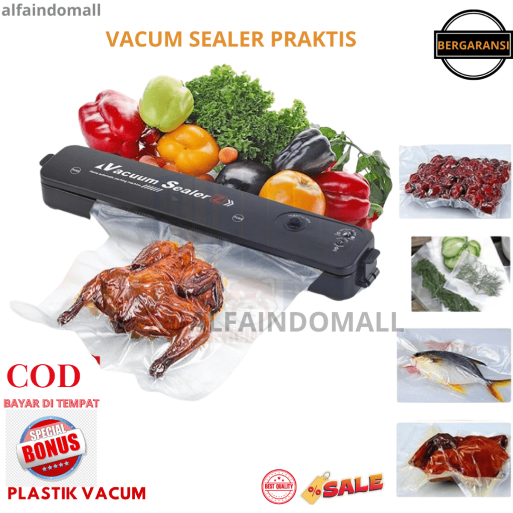BERGARANSI  Vacum Sealer Fresh Makanan Food Packing Machine Mesin Press Plastik Serbaguna Alat Vakum