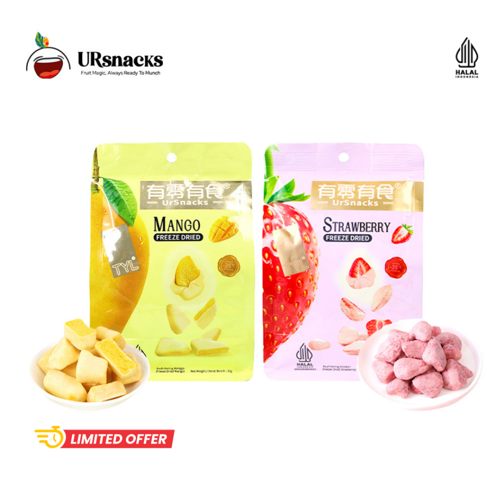 

URSNACKS Bundle Of 2 - Freeze Dried Keripik Sehat Strawberry + Mangga