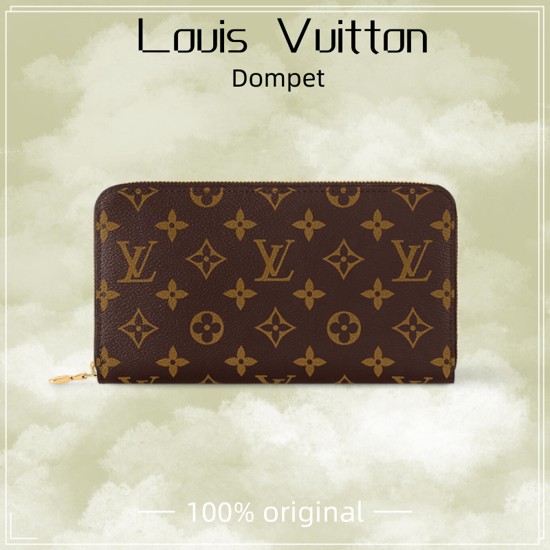 【100% original】tas LV Louis Vuitton Zippy Dompet Pria Panjang Presbiopia Ritsleting/Dompet wanita dengan resleting