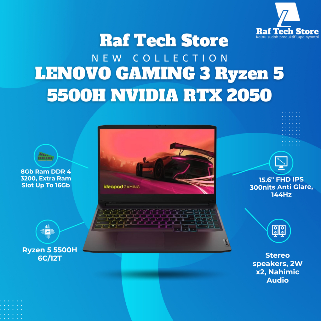 LENOVO IdeaPad GAMING 3 Ryzen 5 5500H NVIDIA RTX 2050